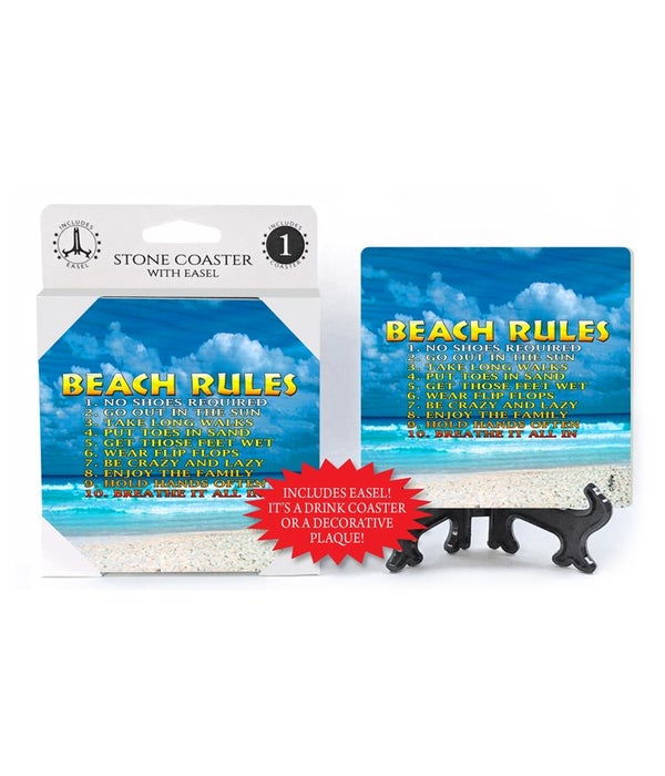 Beach Rules-1 pack stone coaster