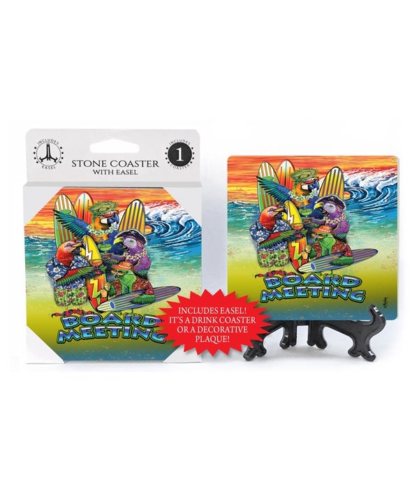 Board Meeting Parrots with surfboards-1 pack stone coaster