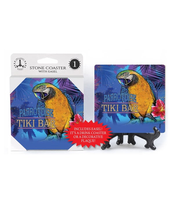 Parrotdise Tiki Bar-1 pack stone coaster