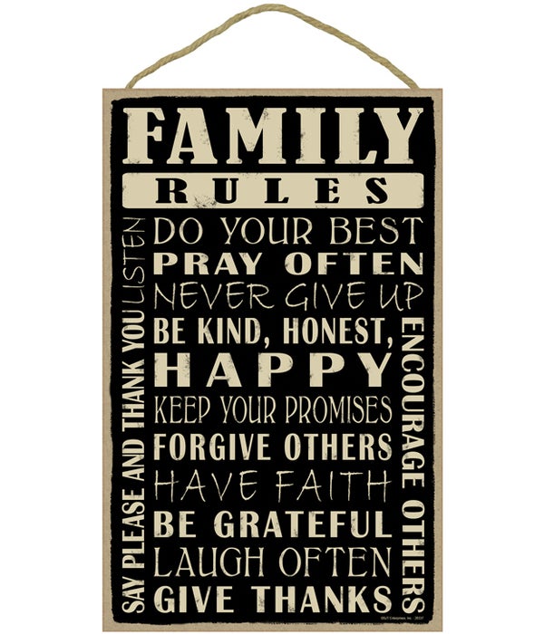 Family Rules 10 x 16 sign