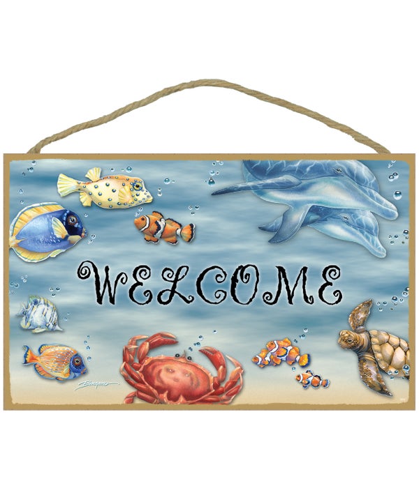 WELCOME (sea life) English 10 x 16 sign