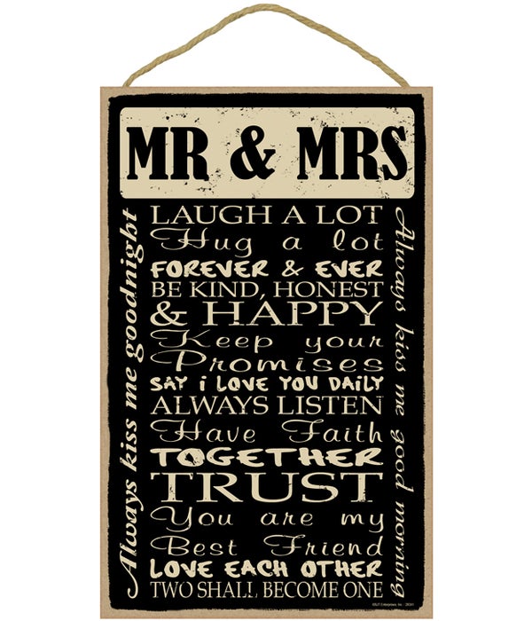 Mr & Mrs (word art) 10 x 16 sign