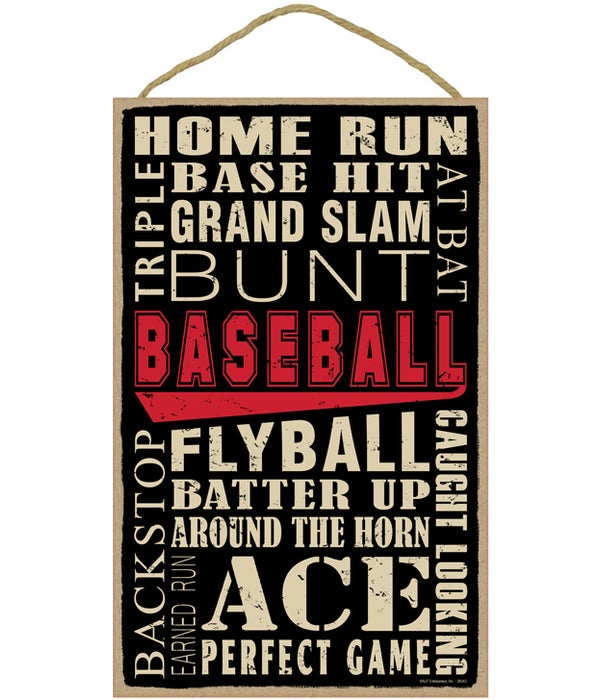 Baseball (word art) 10 x 16 sign