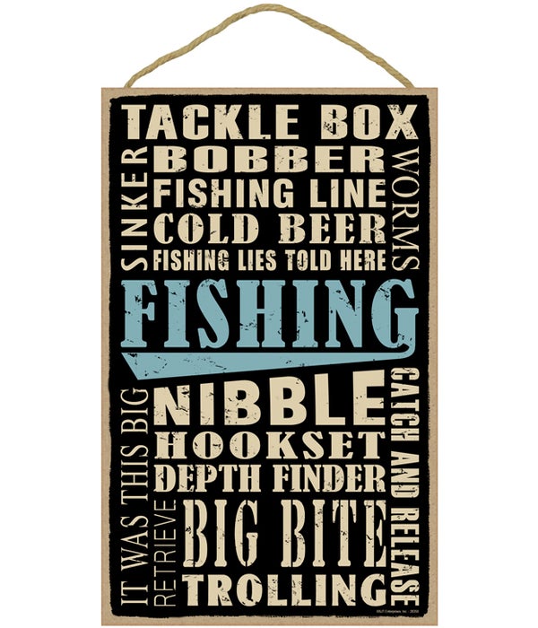 Fishing (word art) 10 x 16 sign