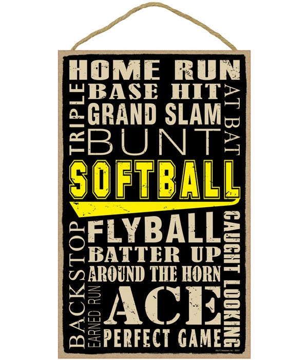 Softball (word art) 10 x 16 sign