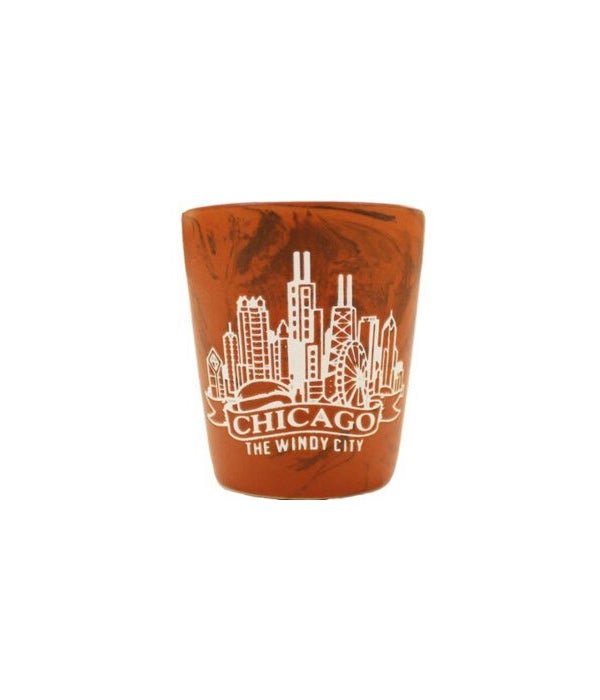 Chicago Orange swirl shot glass