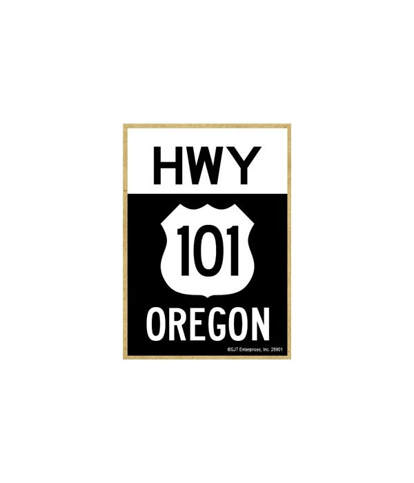 HWY 101 Oregon (black & white) Magnet