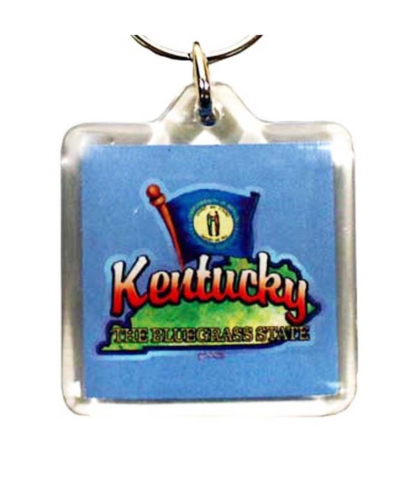 KY Keychain Lucite Map/Flag