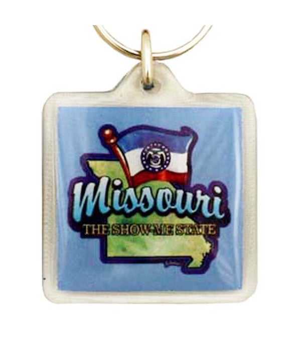 MO Keychain Lucite Map/Flag