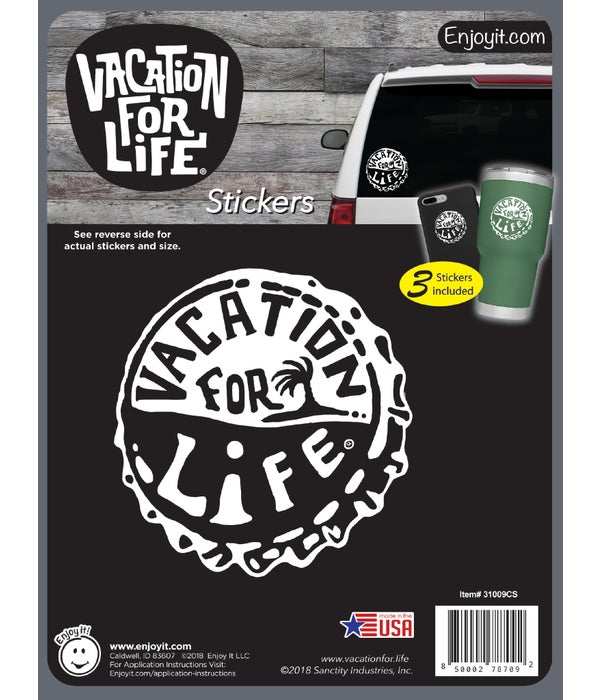 Bottle Cap - Vacation For Life Stickers