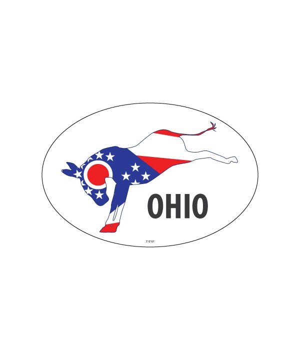 Ohio flag in (democratic party) donkey shaped outline Oval Magnets