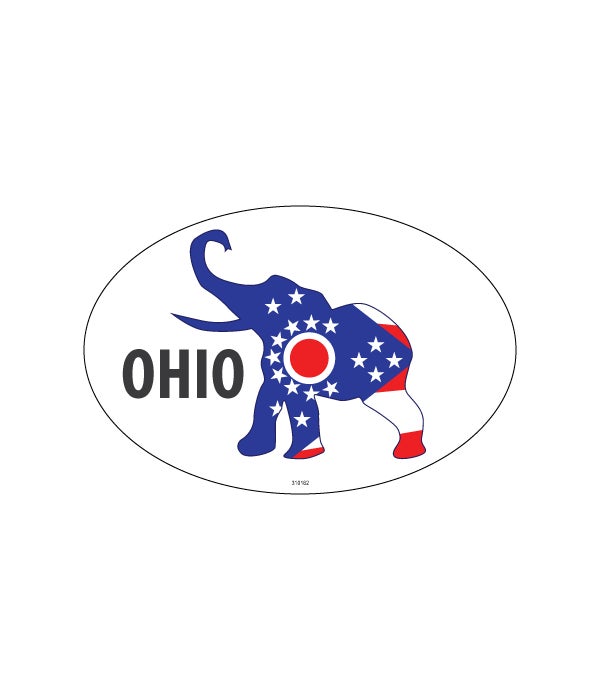 Ohio flag in (republician party) elephant shaped outline Oval Magnets