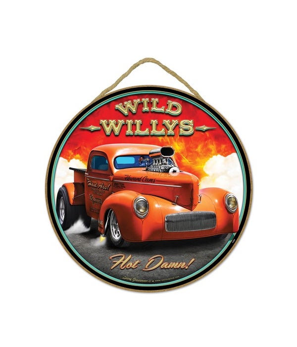 Wild Willys Hot Damn! 10" sign