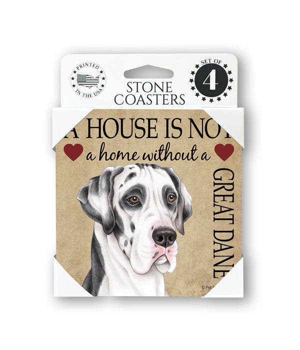A house is not a home without a Great Dane-4 pack stone coasters