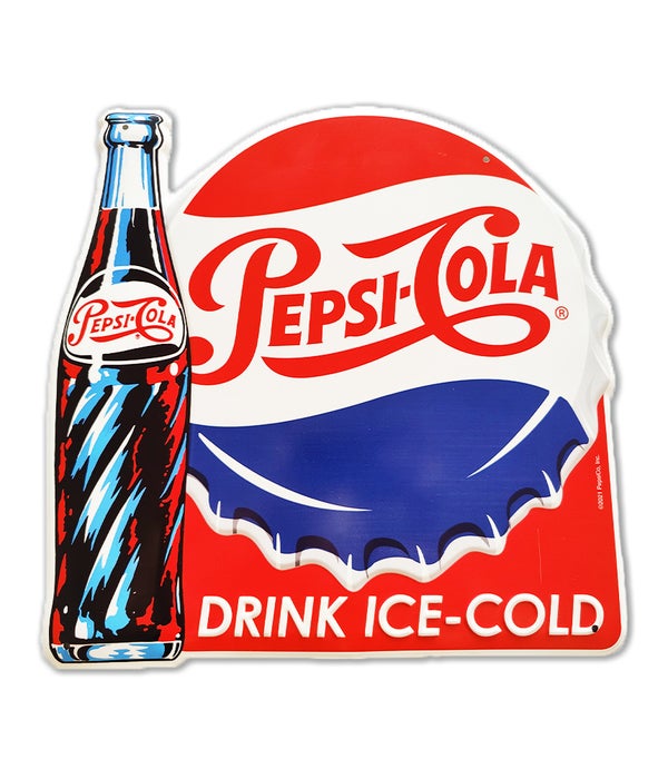 PEPSI COLA DIE CUT, "DRINK ICE-COLD" 14" X 14"