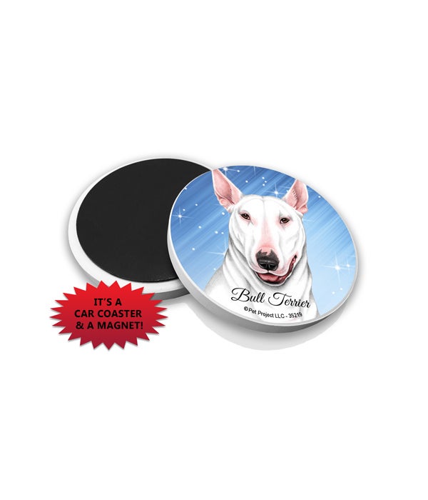Bull Terrier (White color) car coaster /