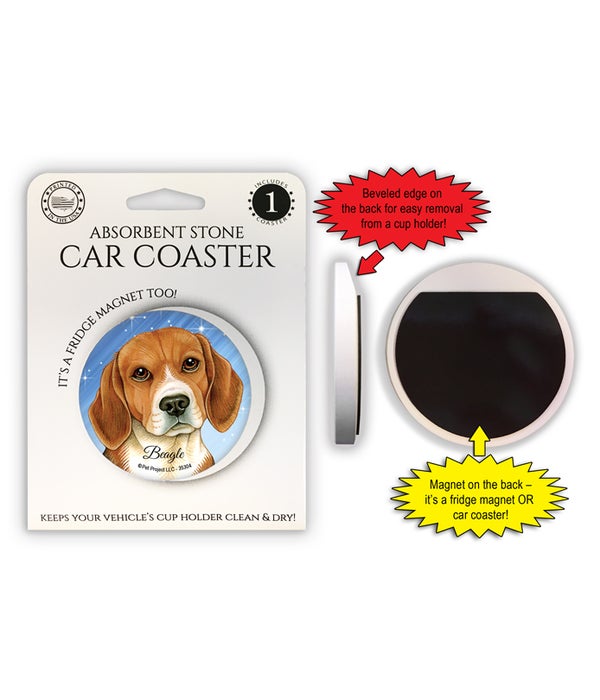 Beagle 1 Pack Car Coaster