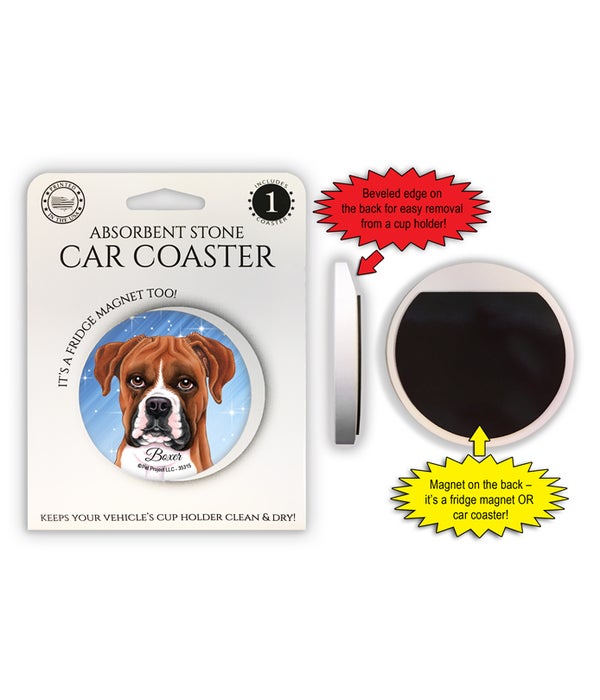Boxer (uncropped) 1 Pack Car Coaster
