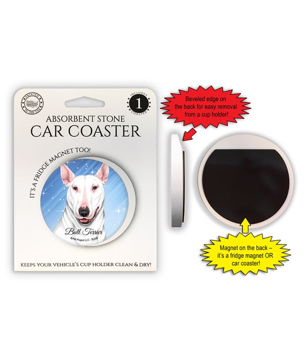 Bull Terrier (White color) 1 Pack Car Coaster