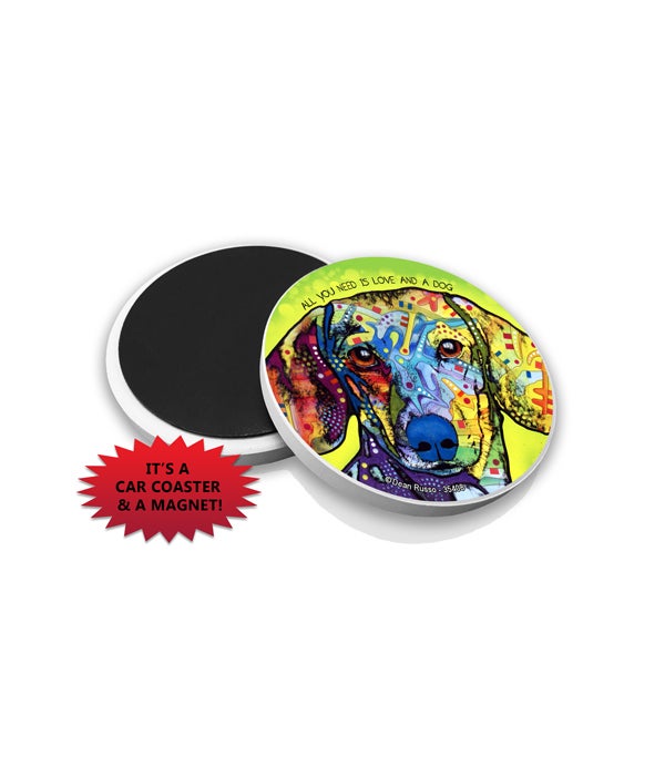 Dachshund - All you need is love and a dog -Car Coasters