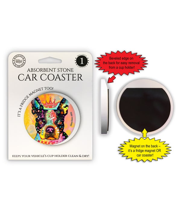 Boston Terrier - Crowned 1 Pack Car Coaster
