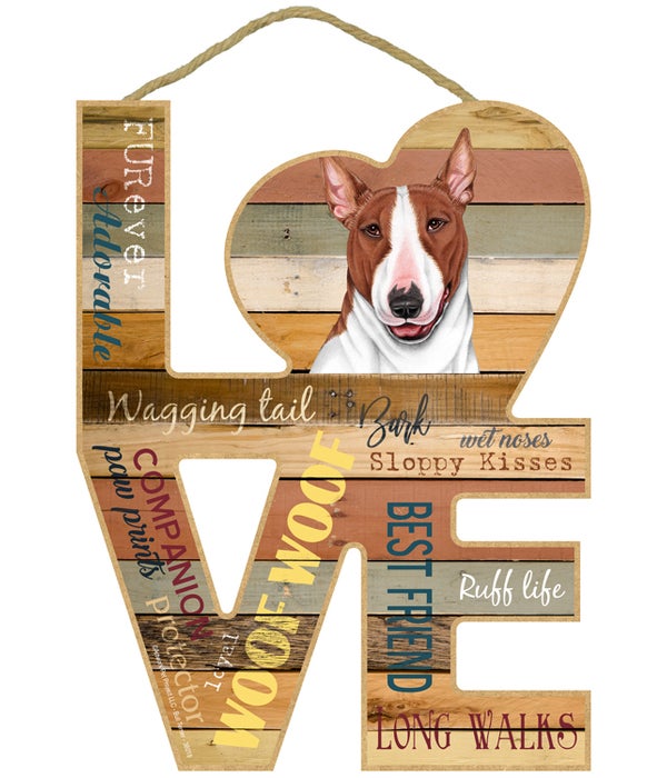Love sign / Bull Terrier (Brown and whit