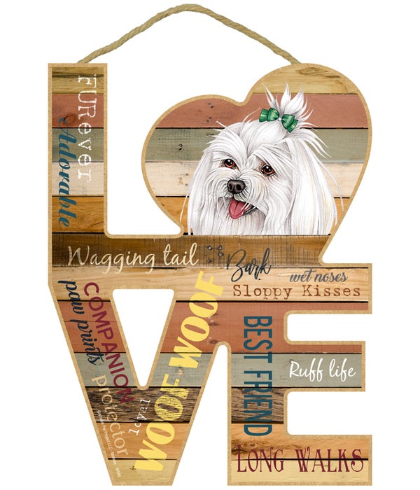 Love sign / Maltese (with bow in hair)