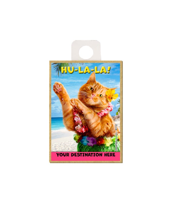 Hula Cat-Wood Magnet
