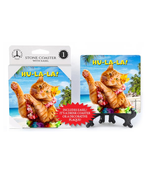 Hula Cat-Hu-La-La! -1 pack stone coaster