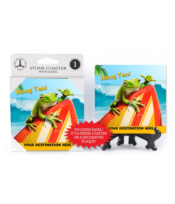 Frog Surfer - Hang Ten! 1PK Coaster