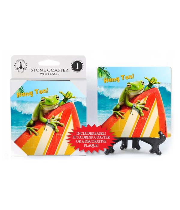 Frog Surfer-Hang Ten! -1 pack stone coaster