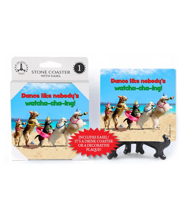 Dogs in Conga Line-Dance like nobody's watcha-cha-ing! -1 pack stone coaster