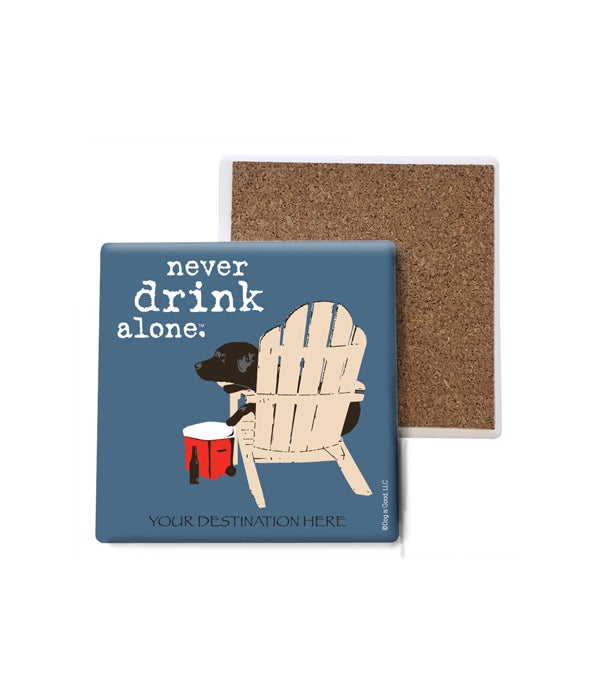 never drink alone (name droppable)- Stone Coasters