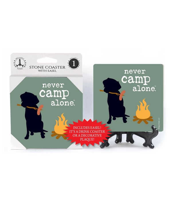 never camp alone (name droppable) -1 pack stone coaster