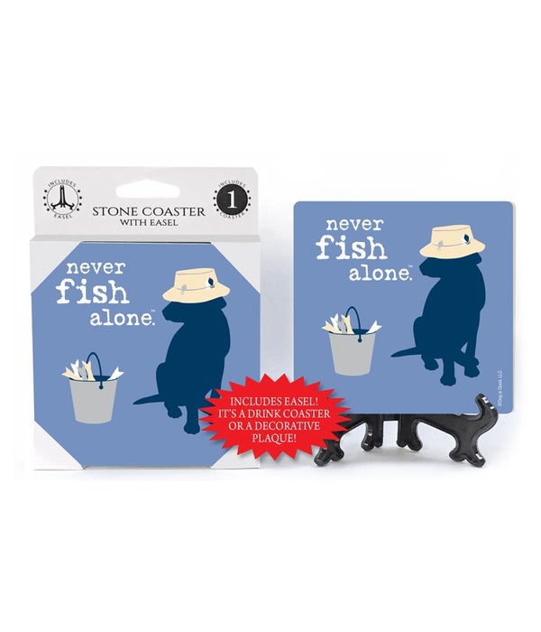 never fish alone (name droppable) -1 pack stone coaster