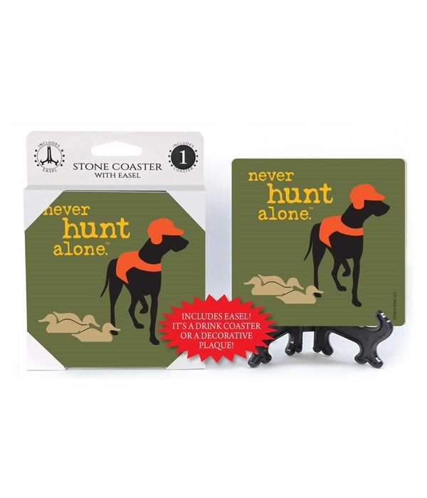 never hunt alone (name droppable) -1 pack stone coaster