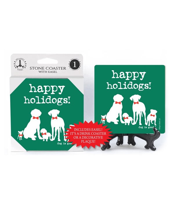 happy holidays! (green bkgd. 5 dogs with