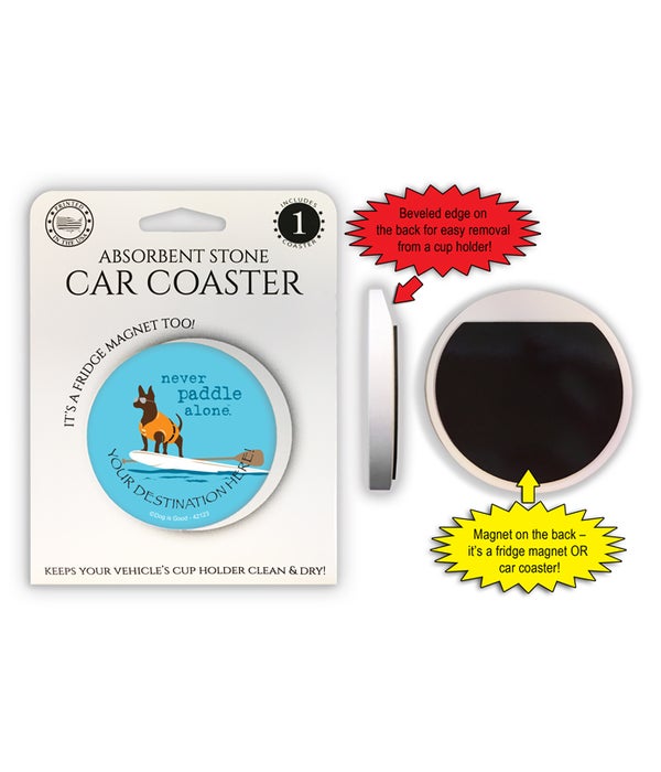 never paddle alone (name droppable) 1 Pack Car Coaster