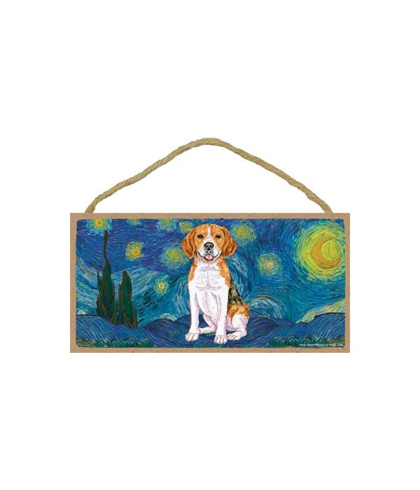 Van Gogh's Starry Night style - Beagle 5x10 sign