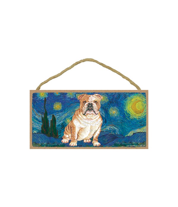 Van Gogh's Starry Night style - Bulldog 5x10 sign