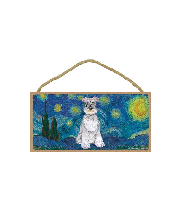 Van Gogh's Starry Night style - Schnauzer 5x10 sign