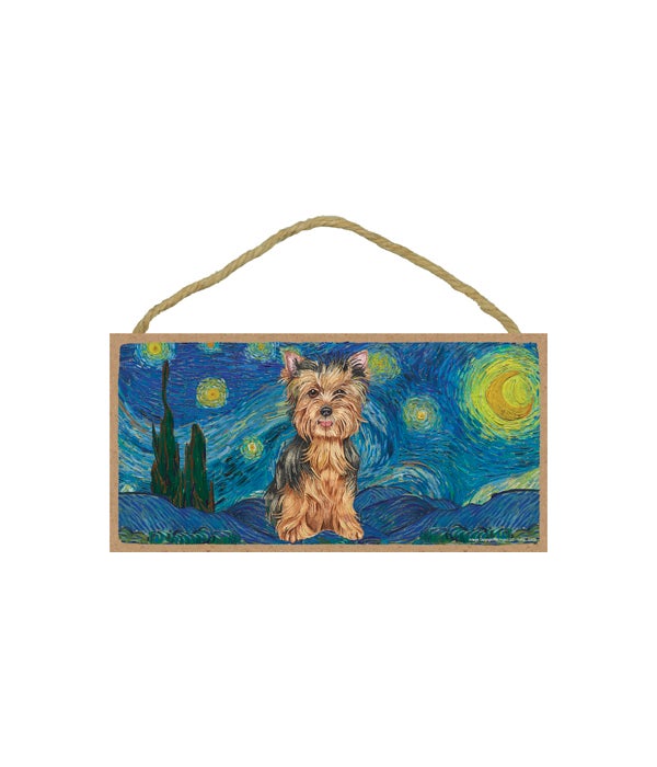 Van Gogh's Starry Night style - Yorkie 5x10 sign