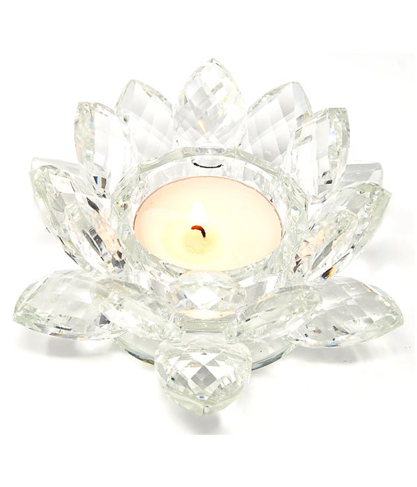 4.5" Crystal Lotus Clear Tea light