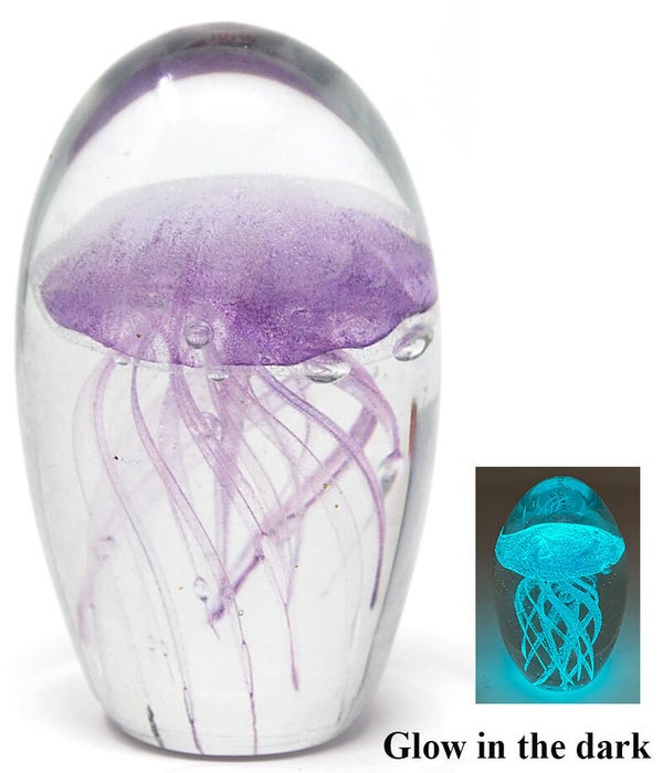 Glow In The Dark Light Purple Crystal Jelly Fish 4.5" H