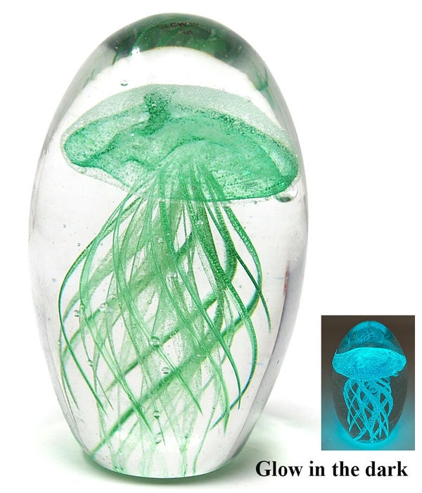 Glow In The Dark Green Crystal Jelly Fish 4.5" H