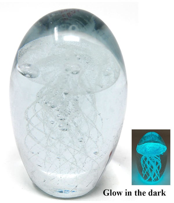 Glow In The Dark White Crystal Jelly Fish 4.5" H