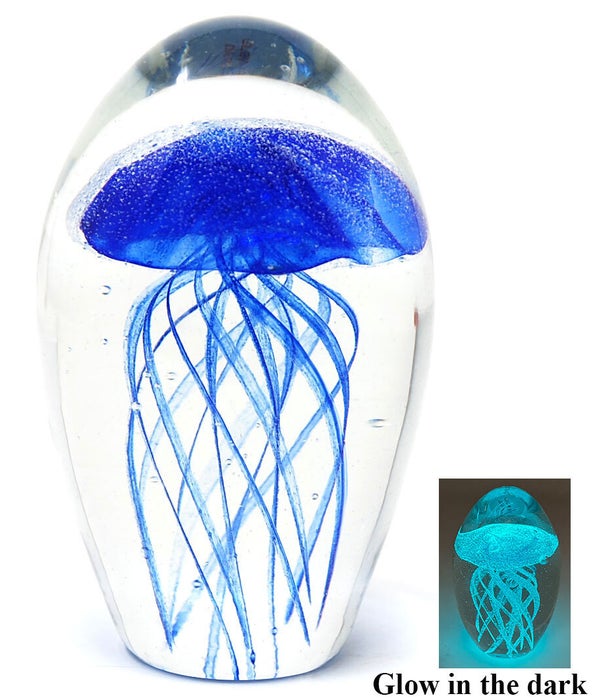 Glow In The Dark, Dark Blue Crystal Jelly Fish 4.5" H