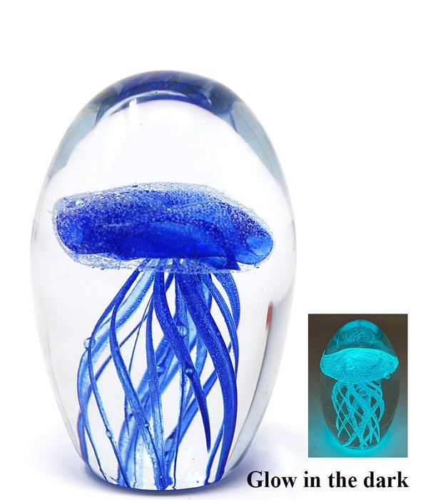 Glow In The Dark Blue Crystal Jelly Fish 3.5" H