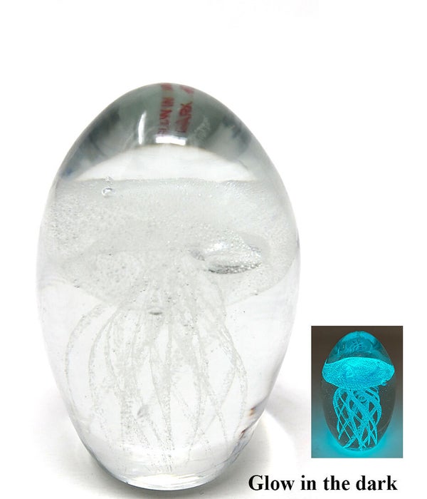 Glow In The Dark White Crystal Jelly Fish 3.5" H