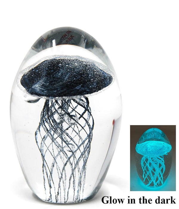 Glow In The Dark Black Crystal Jelly Fish 3.5" H